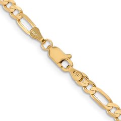 14K Yellow Gold 4mm Concave Open Figaro Chain