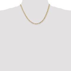 14K Yellow Gold 4mm Concave Open Figaro Chain