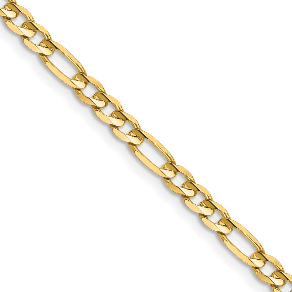 14K Yellow Gold 4mm Concave Open Figaro Chain