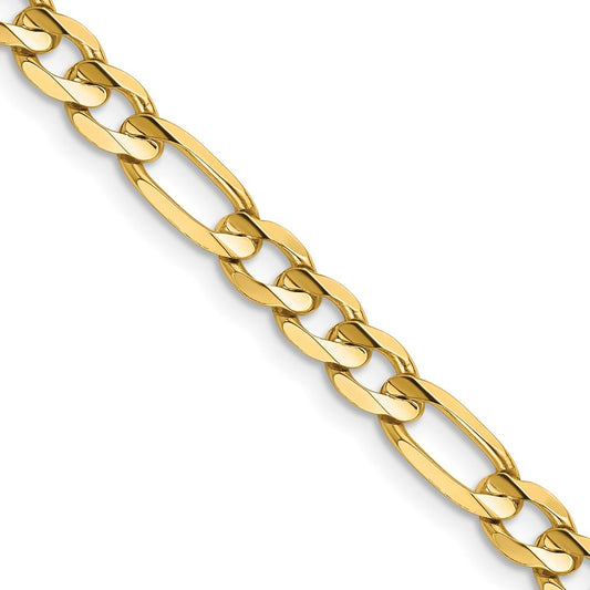14K Yellow Gold 5.5mm Concave Open Figaro Chain