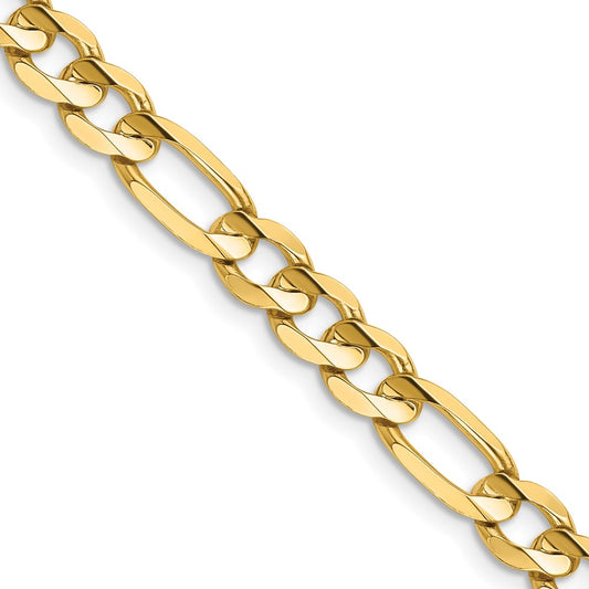14K Yellow Gold 6mm Concave Open Figaro Chain
