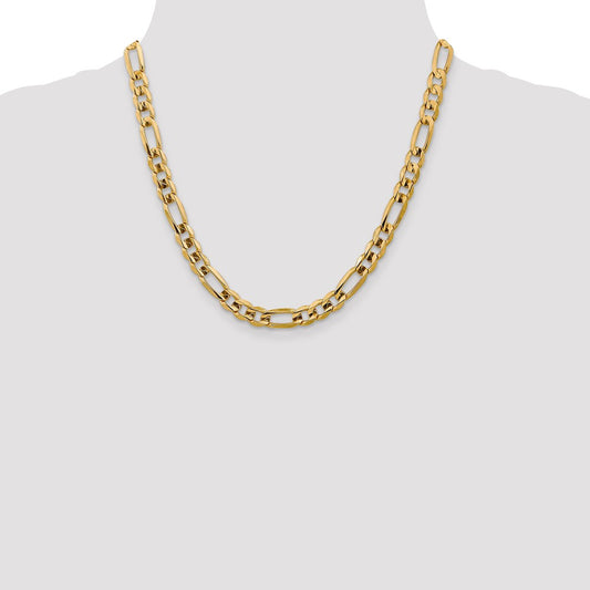 14K Yellow Gold 7.5mm Concave Open Figaro Chain