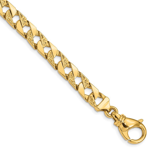 14K Yellow Gold 7.5mm Hand Polished Fancy Link Bracelet