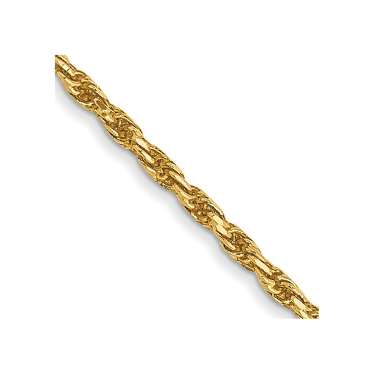 14K Yellow Gold 1.3mm Solid Diamond-cut Machine-Made Rope Chain
