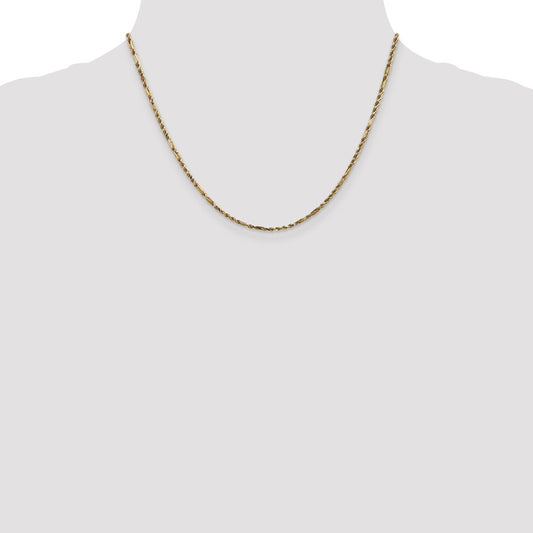 14K Yellow Gold 2.25mm Diamond-cut Milano Rope Chain