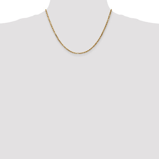 14K Yellow Gold 2.5mm Diamond-cut Milano Rope Chain