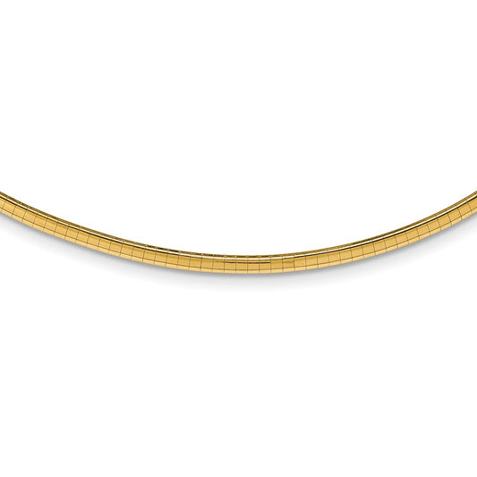 14K Yellow Gold 3mm Domed Omega Chain