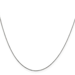 Cadena tipo cable de eslabones abiertos redondos con talla de diamante de 0,6 mm de oro blanco de 14 quilates