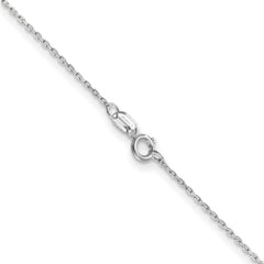 Cable de oro blanco de 14 quilates con corte de diamante de 0,8 mm y cadena con cierre de langosta