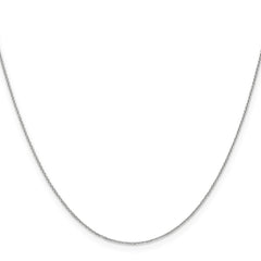 Cadena tipo cable de eslabones abiertos redondos con talla de diamante de 0,65 mm de oro blanco de 14 quilates