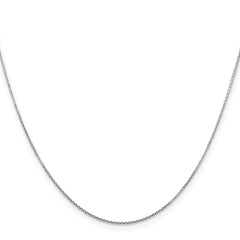 Cadena tipo cable de eslabones abiertos redondos con talla de diamante de 0,8 mm de oro blanco de 14 quilates