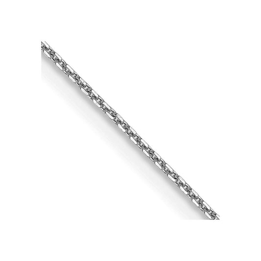 14K White Gold 0.8mm Diamond-cut Round Open Link Cable Chain