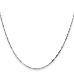 Cadena tipo cable de eslabones abiertos redondos con corte de diamante de 1,4 mm de oro blanco de 14 quilates