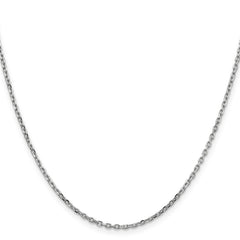 14K White Gold 1.8mm Diamond-cut Round Open Link Cable Chain
