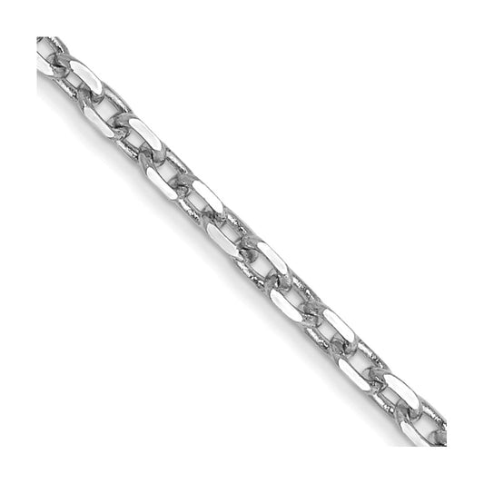 14K White Gold 1.8mm Diamond-cut Round Open Link Cable Chain