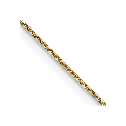 14K Yellow Gold 0.65mm Diamond-cut Round Open Link Cable Chain