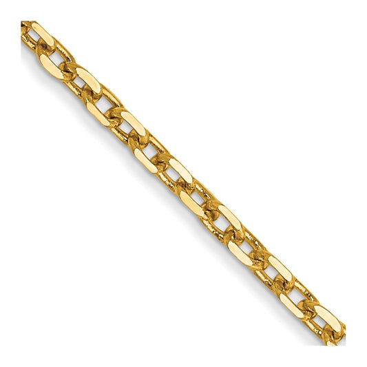 14K Yellow Gold 1.8mm Diamond-cut Round Open Link Cable Chain
