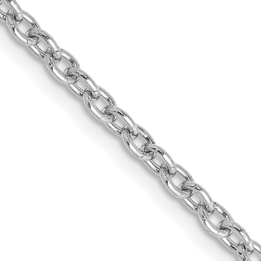 14K White Gold 2.4mm Round Open Link Cable Chain