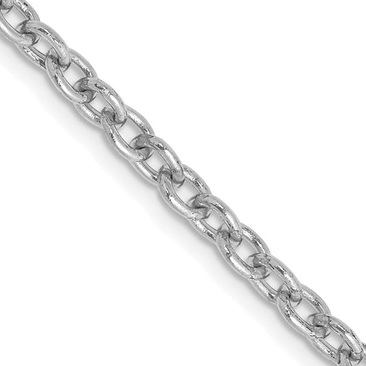 14K White Gold 3.2mm Round Open Link Cable Chain