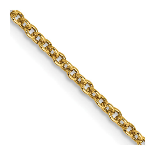 14K Yellow Gold 1.6mm Round Open Link Cable Chain