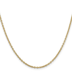 14K Yellow Gold 2mm Round Open Link Cable Chain
