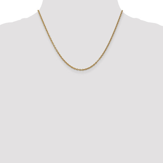 14K Yellow Gold 2.4mm Round Open Link Cable Chain