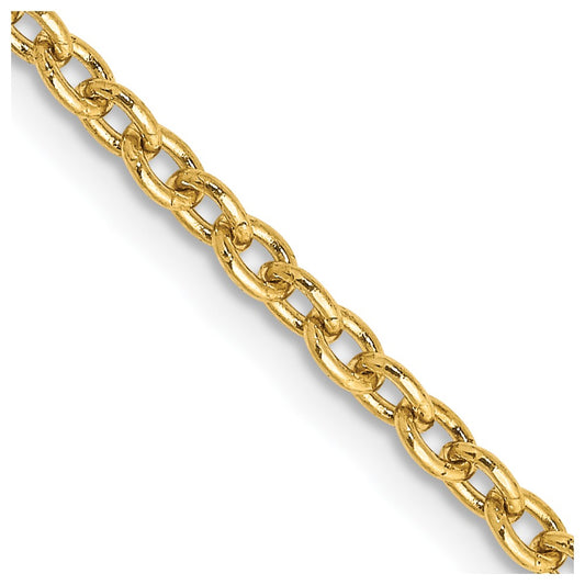 14K Yellow Gold 2.4mm Round Open Link Cable Chain