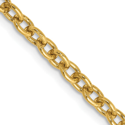 14K Yellow Gold 3.2mm Round Open Link Cable Chain