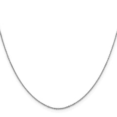 Cadena tipo cable de eslabones abiertos redondos con talla de diamante de 0,9 mm de oro blanco de 14 quilates
