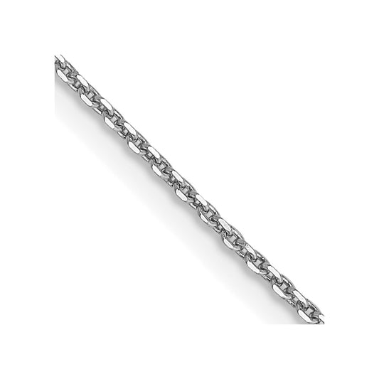 14K White Gold 0.9mm Diamond-cut Round Open Link Cable Chain