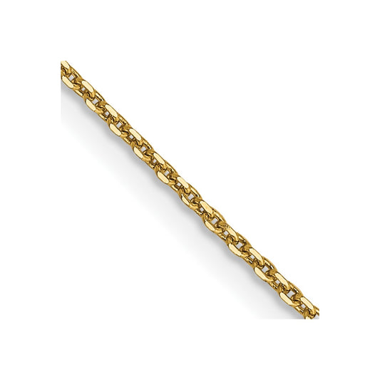 14K Yellow Gold 0.9mm Diamond-cut Round Open Link Cable Chain
