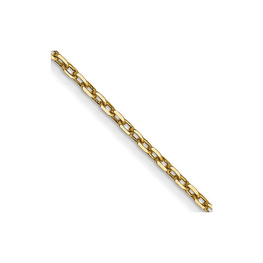 14K Yellow Gold 0.8mm Diamond-cut Cable with Spring Ring Clasp Chain