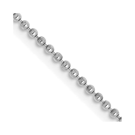 14K White Gold 1.2mm Diamond-cut Ball (Beaded) Pendant Chain