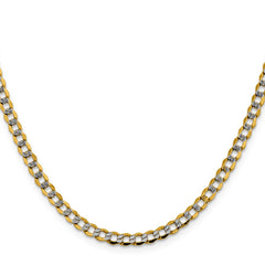 14K Yellow Gold 4.3mm Semi-solid with Rhodium Pave Curb Chain