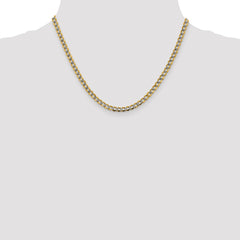 14K Yellow Gold 4.3mm Semi-solid with Rhodium Pave Curb Chain