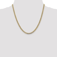 14K Yellow Gold 4.3mm Semi-solid with Rhodium Pave Curb Chain