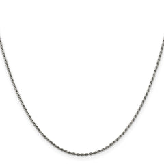 Rhodium-plated Silver 1.5mm Diamond-cut Rope Chain