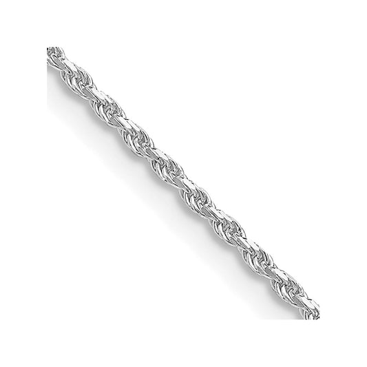 Rhodium-plated Silver 1.5mm Diamond-cut Rope Chain
