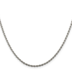 Rhodium-plated Silver 1.85mm Diamond-cut Rope Chain