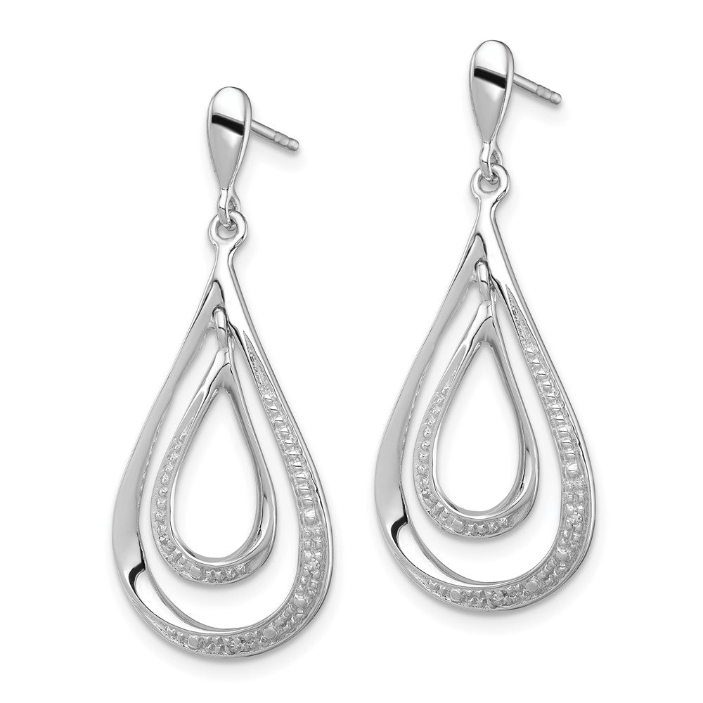 Rhodium-plated Sterling Silver Diamond Post Dangle Earrings