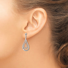 Rhodium-plated Sterling Silver Diamond Post Dangle Earrings