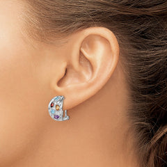 Rhodium-plated Sterling Silver Amethyst Blue Topaz Garnet Citrine Omega Back Earrings