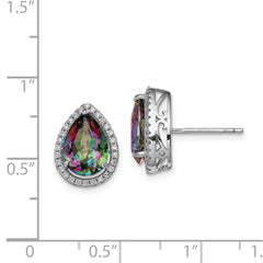 Rhodium-plated Sterling Silver Mystic Topaz & CZ Post Earrings