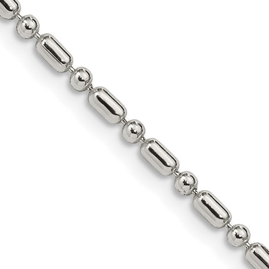 Sterling Silver 2mm Fancy Beaded Chain