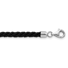 Sterling Silver 4mm Black Satin Cord Necklace