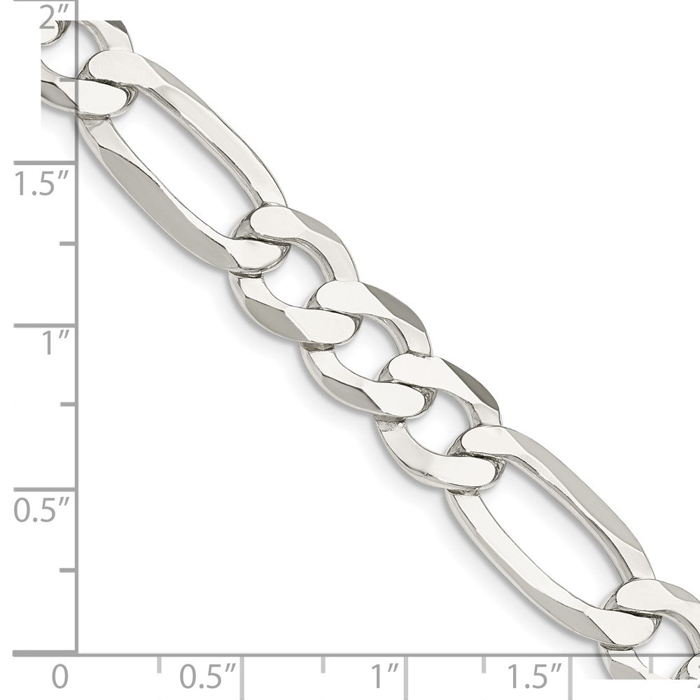 Sterling Silver 9.5mm Polished Flat Figaro Chain