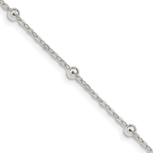 Sterling Silver 1.3mm Beaded Chain