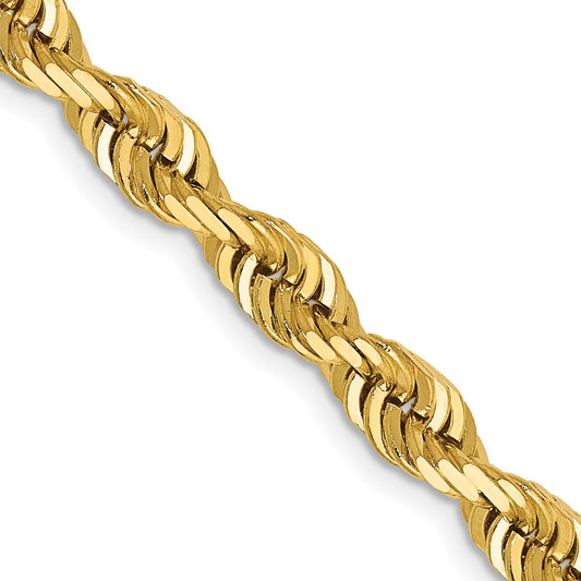 14K Yellow Gold 5.0mm Diamond-cut Quadruple Rope Chain
