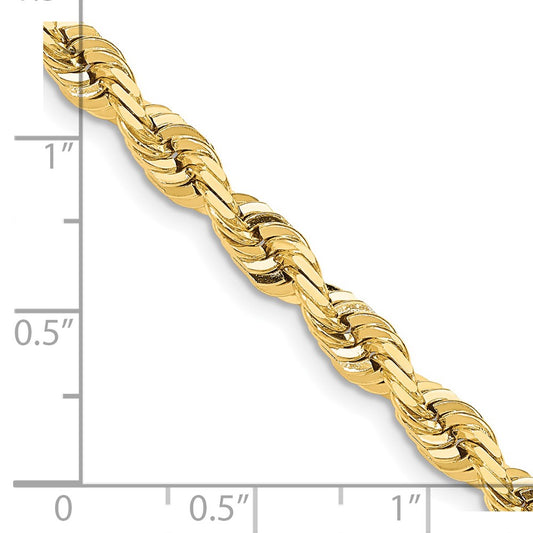 Cadena de cuerda cuádruple con talla de diamante de 7,0 mm en oro amarillo de 14 quilates