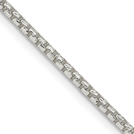 Sterling Silver 2mm Round Diamond-cut Fancy Box Chain